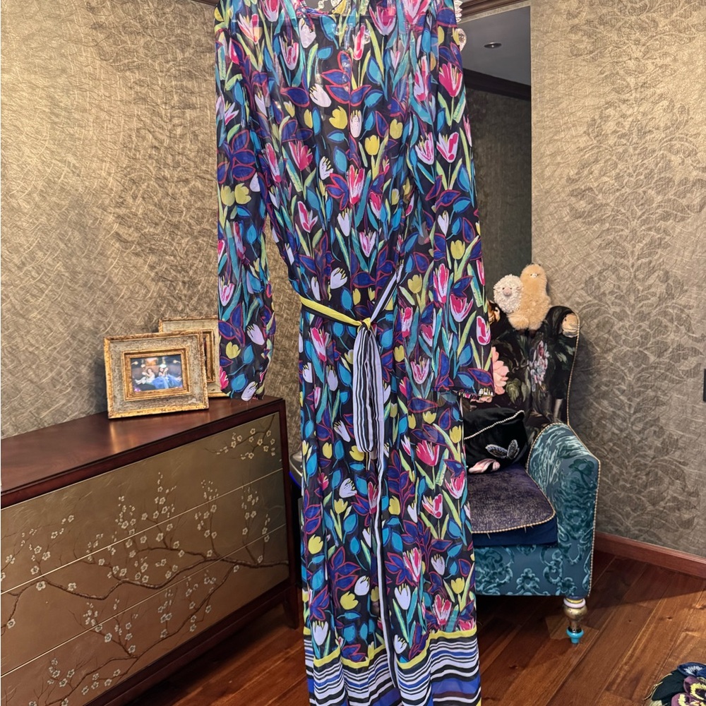 Tropical Bloom Sheer Maxi Cover-Up